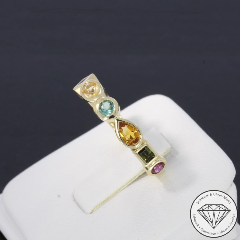 Wert 2290 € Farbedelstein Ring in 585er 14 K Gelbgold - 105741