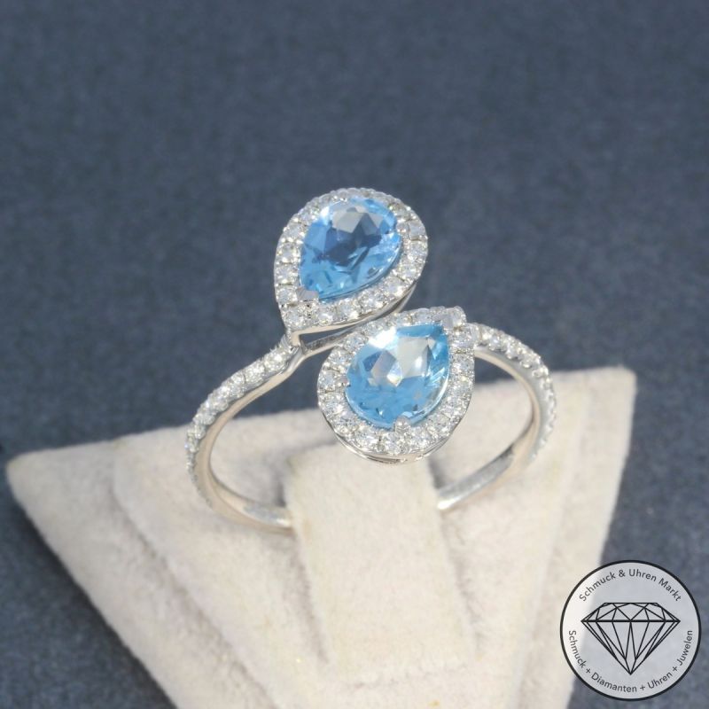 Wert 2790 € Brillant Aquamarin Ring in 585er 14 K Weißgold - 105742