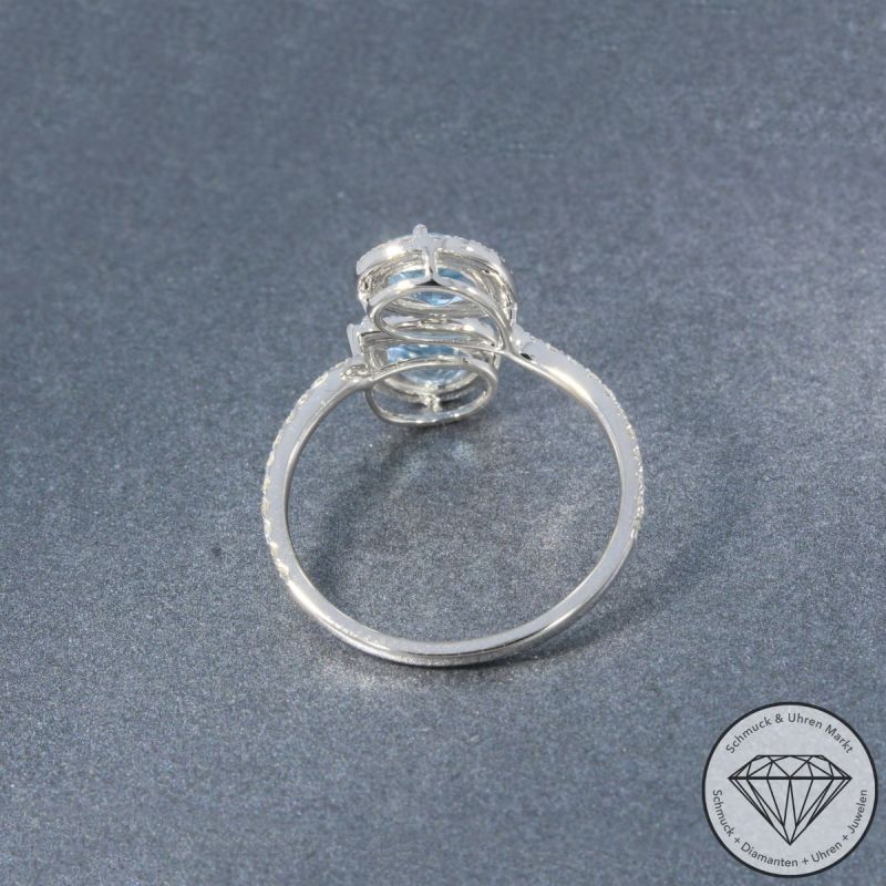Wert 2790 € Brillant Aquamarin Ring in 585er 14 K Weißgold - 105742