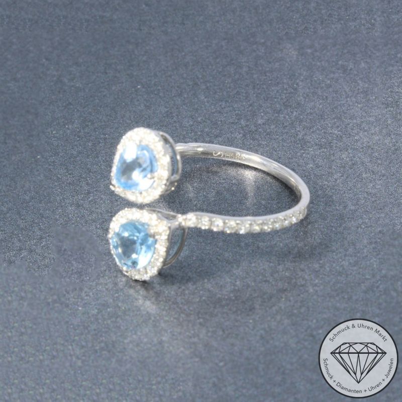 Wert 2790 € Brillant Aquamarin Ring in 585er 14 K Weißgold - 105742