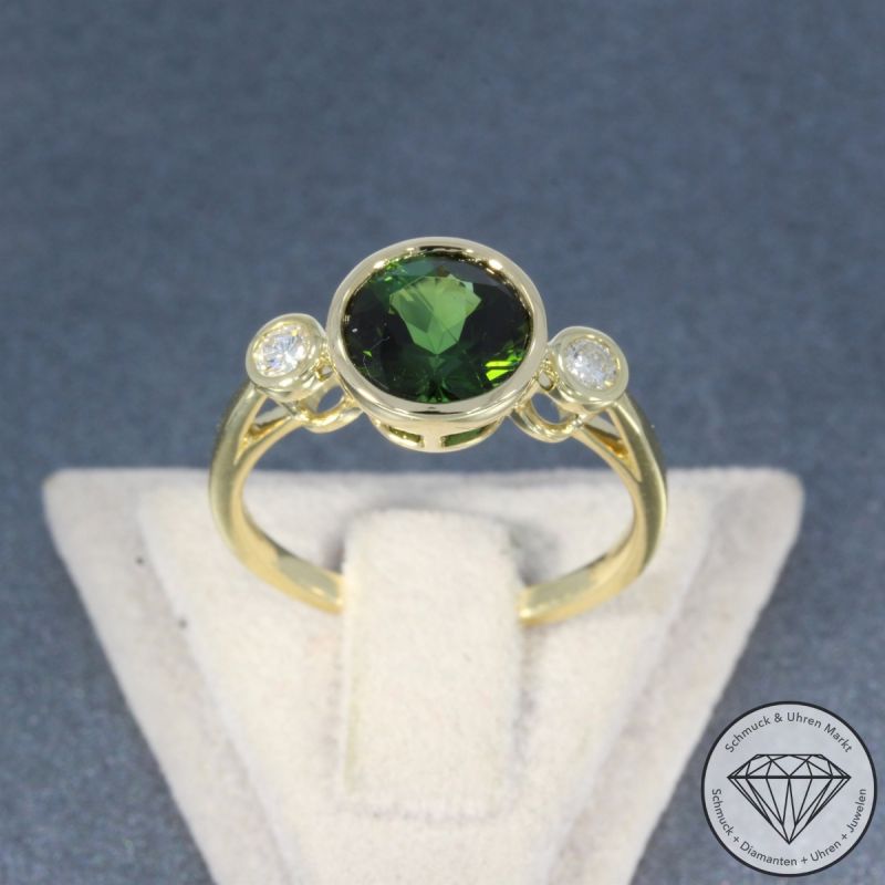 Wert 2690 € Brillant Turmalin Ring in 585er 14 K Gelbgold - 105744