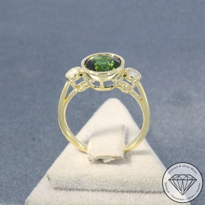 Wert 2690 € Brillant Turmalin Ring in 585er 14 K Gelbgold - 105744