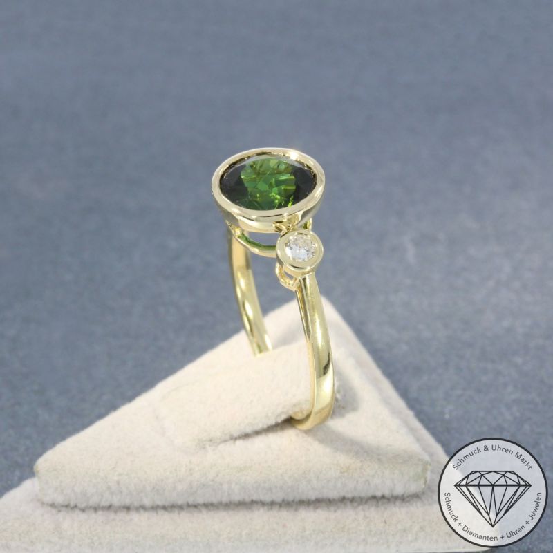 Wert 2690 € Brillant Turmalin Ring in 585er 14 K Gelbgold - 105744