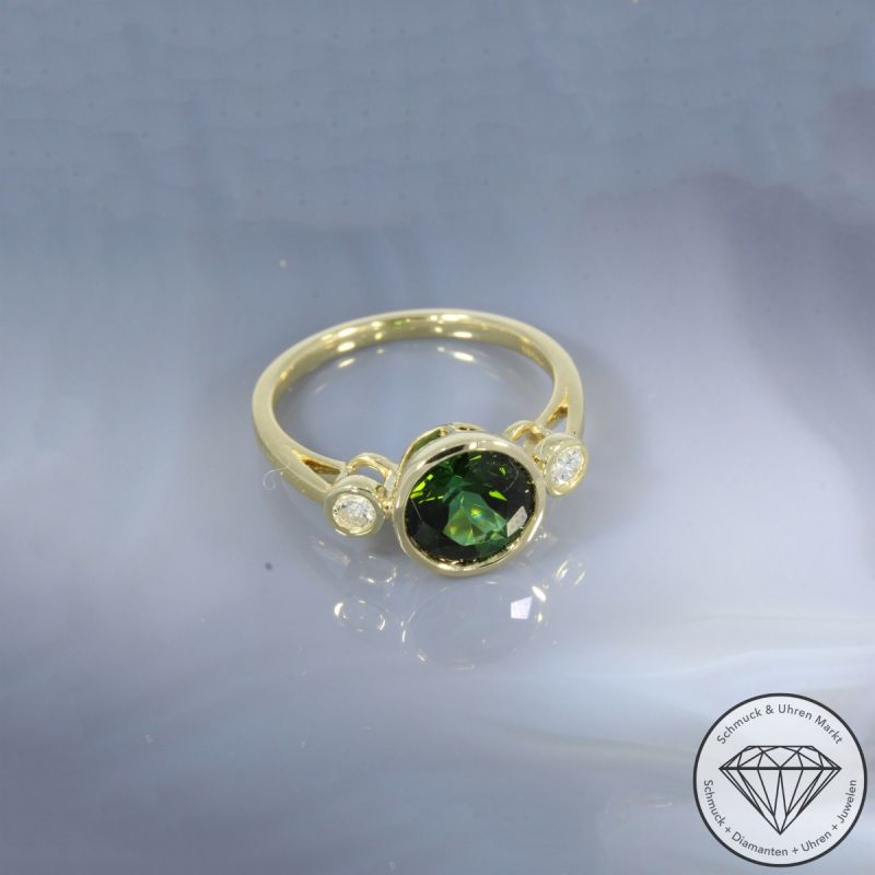 Wert 2690 € Brillant Turmalin Ring in 585er 14 K Gelbgold - 105744