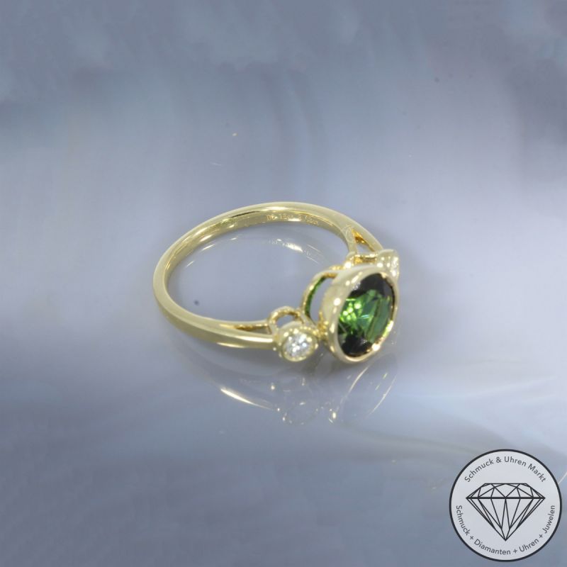 Wert 2690 € Brillant Turmalin Ring in 585er 14 K Gelbgold - 105744