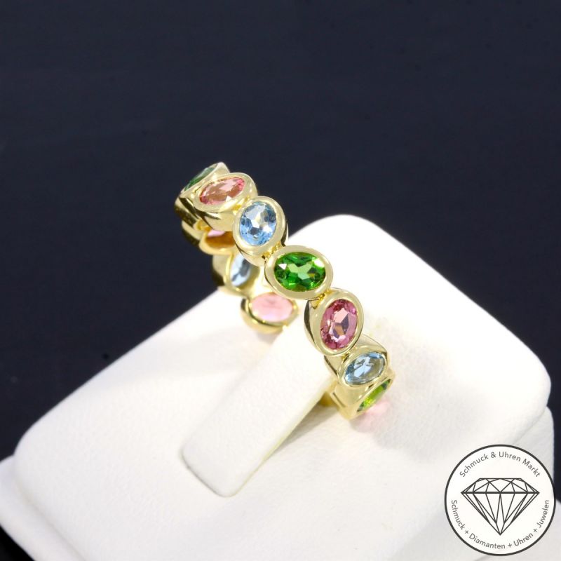 Wert 2890 € Aquamarin Turmalin Ring in 585er 14 K Gelbgold - 105745