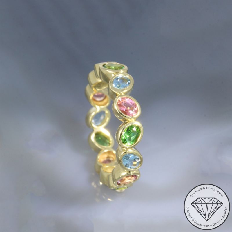Wert 2890 € Aquamarin Turmalin Ring in 585er 14 K Gelbgold - 105745