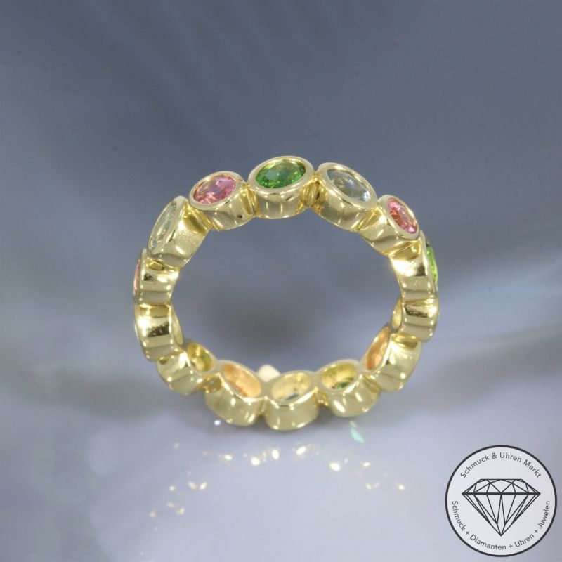 Wert 2890 € Aquamarin Turmalin Ring in 585er 14 K Gelbgold - 105745
