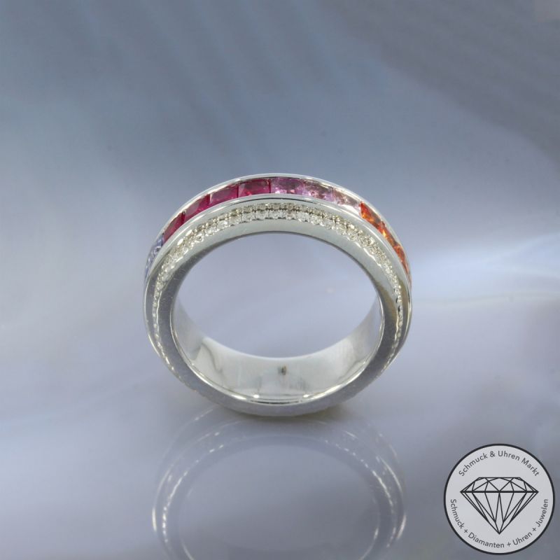 Wert 7990 € Diamant Saphir Dreh Ring in 585er 14 K Weißgold - 105746