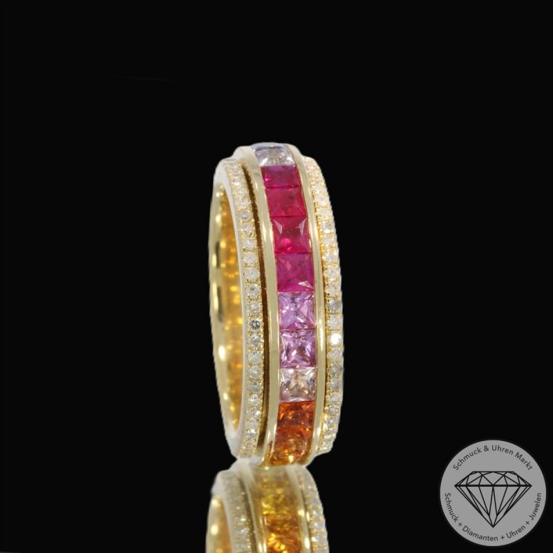 Wert 7990 € Diamant Saphir Dreh Ring in 585er 14 K Gelbgold - 105747