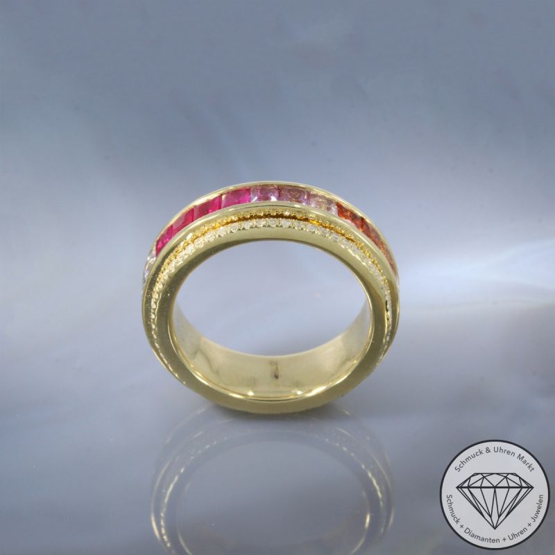 Wert 7990 € Diamant Saphir Dreh Ring in 585er 14 K Gelbgold - 105747