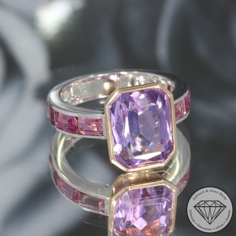 Wert 4090 € Bicolor Amethyst Turmalin Ring in 585er 14 K Gold - 105748
