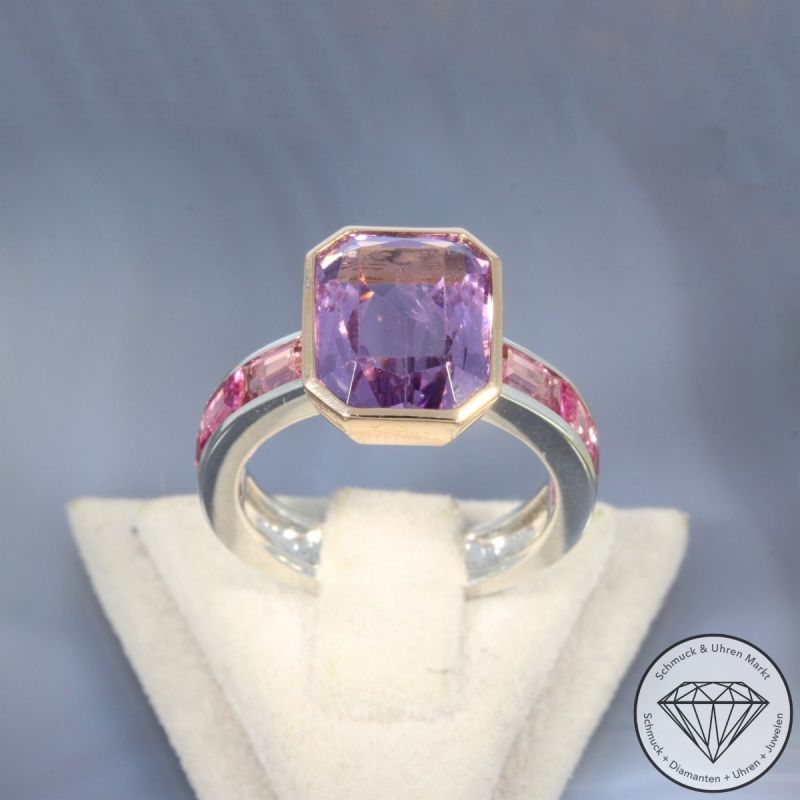 Wert 4090 € Bicolor Amethyst Turmalin Ring in 585er 14 K Gold - 105748