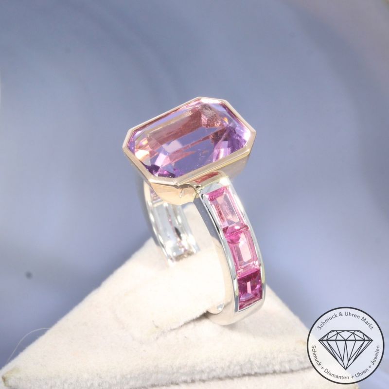 Wert 4090 € Bicolor Amethyst Turmalin Ring in 585er 14 K Gold - 105748