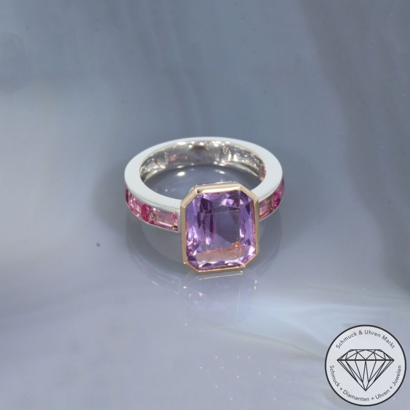 Wert 4090 € Bicolor Amethyst Turmalin Ring in 585er 14 K Gold - 105748