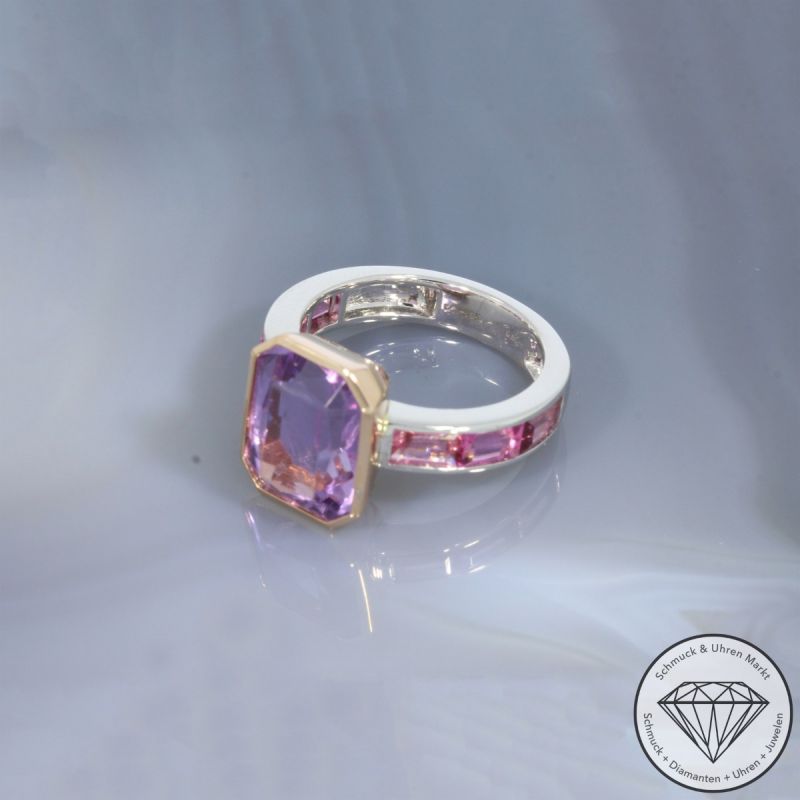 Wert 4090 € Bicolor Amethyst Turmalin Ring in 585er 14 K Gold - 105748