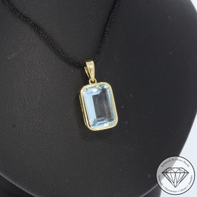 Wert 1450 € Aquamarin Anhänger 585er 14 K Gelbgold - 105754
