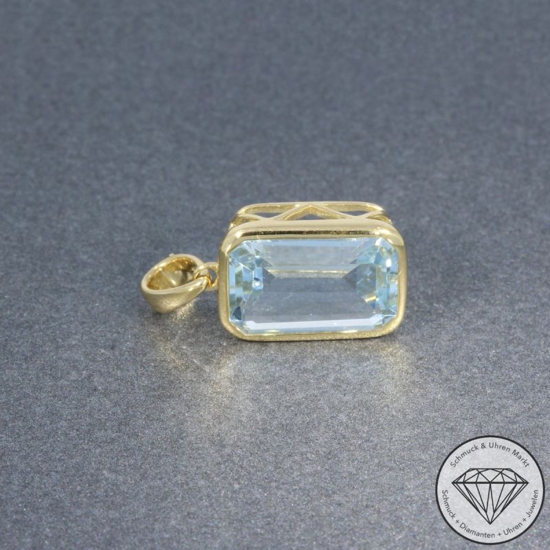 Wert 1450 € Aquamarin Anhänger 585er 14 K Gelbgold - 105754