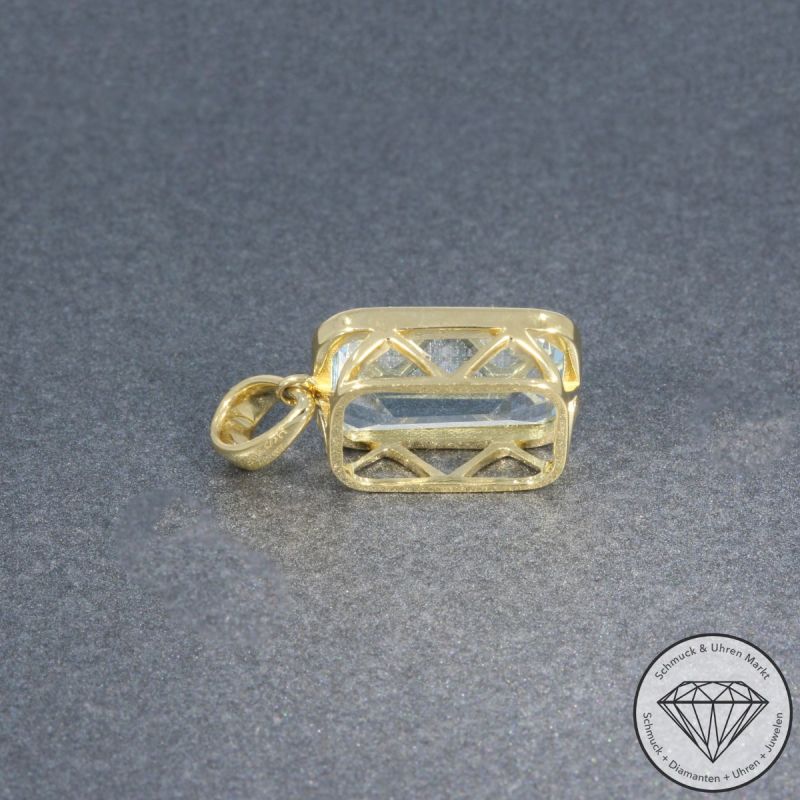 Wert 1450 € Aquamarin Anhänger 585er 14 K Gelbgold - 105754