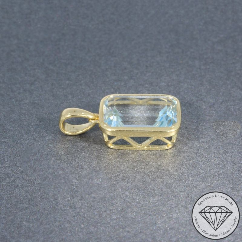 Wert 1450 € Aquamarin Anhänger 585er 14 K Gelbgold - 105754