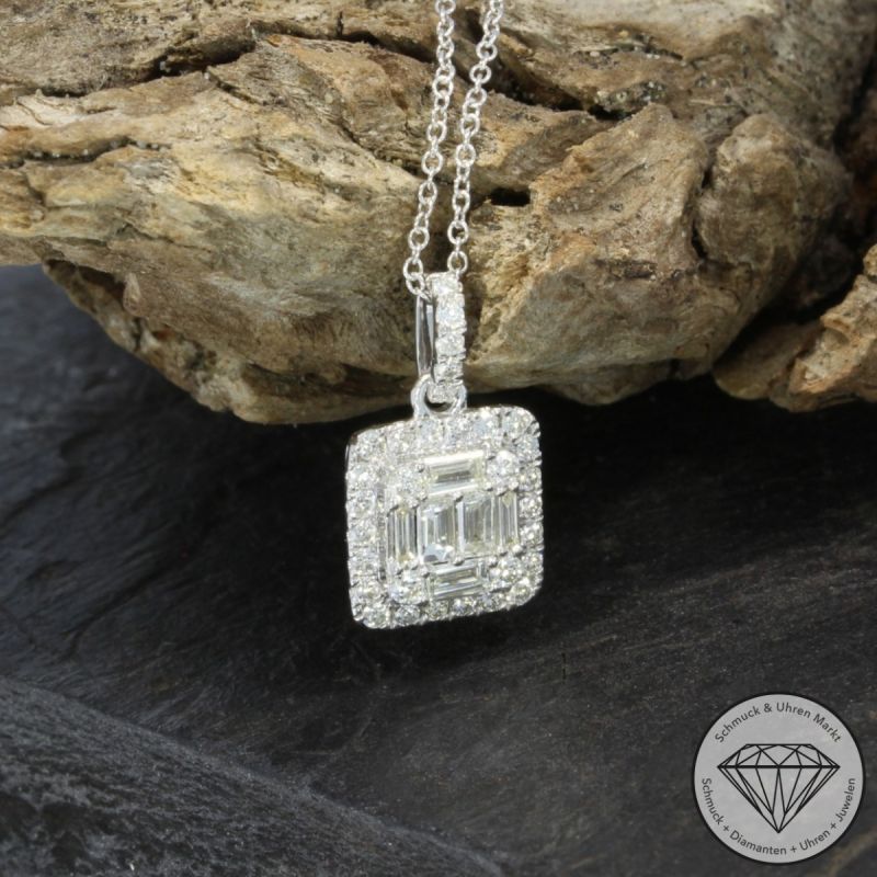 Wert 4190 € Brillant Diamant Anhänger & Kette in 585er 14 K Weißgold - 105761