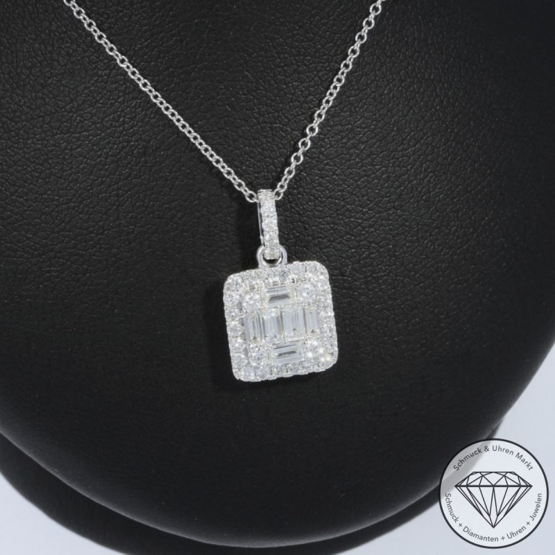 Wert 4190 € Brillant Diamant Anhänger & Kette in 585er 14 K Weißgold - 105761