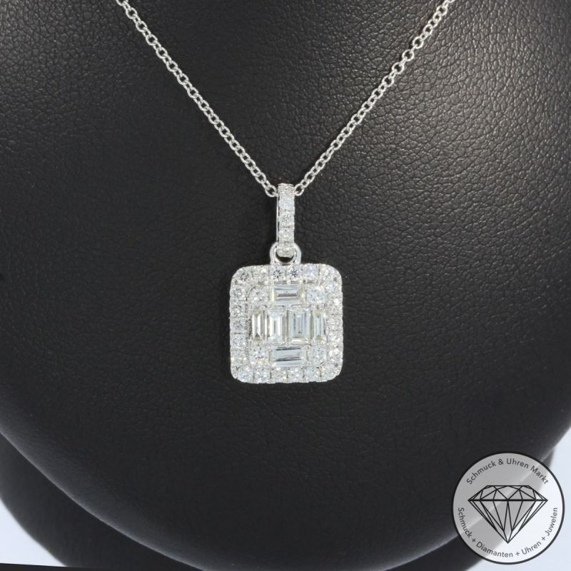 Wert 4190 € Brillant Diamant Anhänger & Kette in 585er 14 K Weißgold - 105761