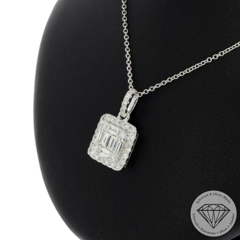 Wert 4190 € Brillant Diamant Anhänger & Kette in 585er 14 K Weißgold - 105761