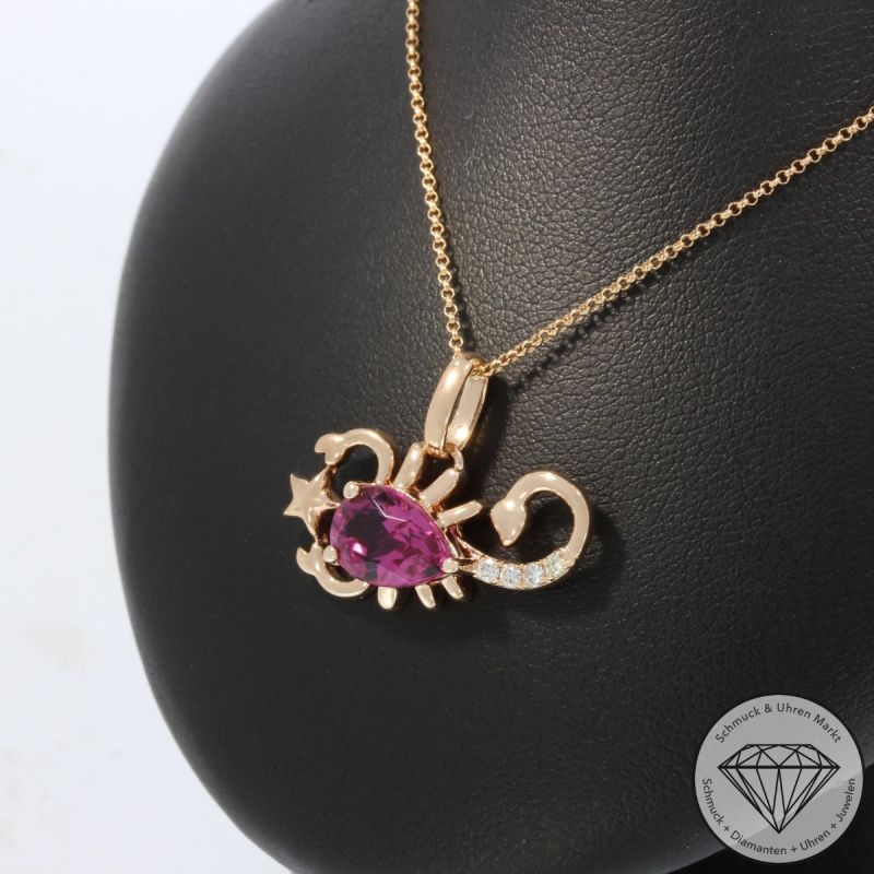 Wert 3390 € Brillant Turmalin Anhänger & Kette Scorpion in 585er 14 K Roségold - 105762