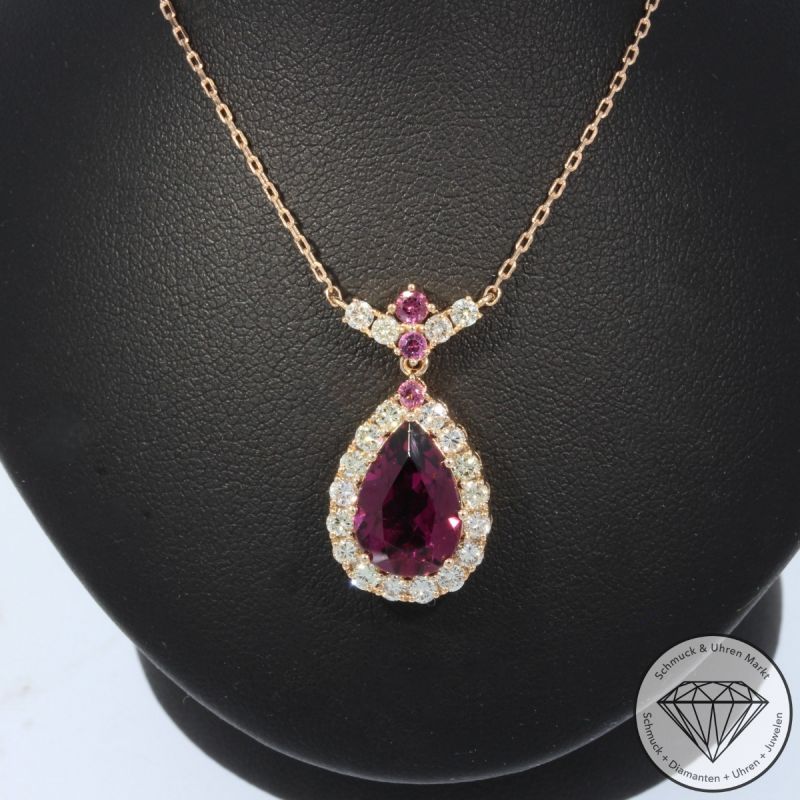 Wert 4850 € Brillant Turmalin Collier in 585er 14 K Roségold - 105763