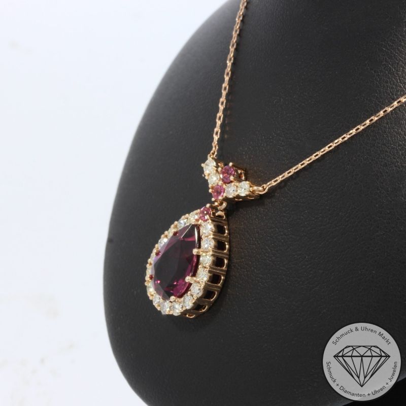 Wert 4850 € Brillant Turmalin Collier in 585er 14 K Roségold - 105763
