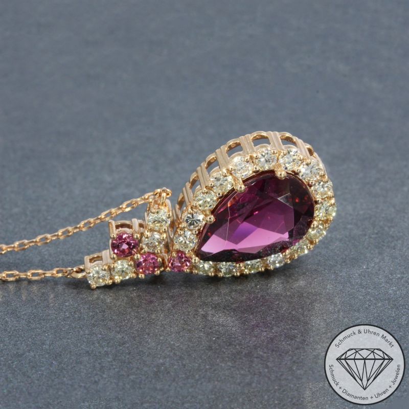 Wert 4850 € Brillant Turmalin Collier in 585er 14 K Roségold - 105763