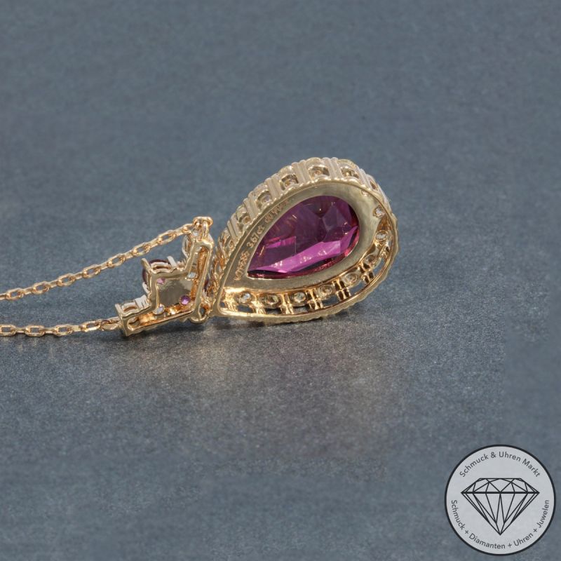 Wert 4850 € Brillant Turmalin Collier in 585er 14 K Roségold - 105763