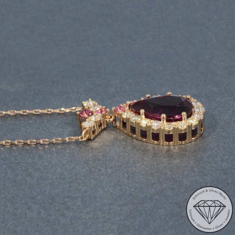 Wert 4850 € Brillant Turmalin Collier in 585er 14 K Roségold - 105763