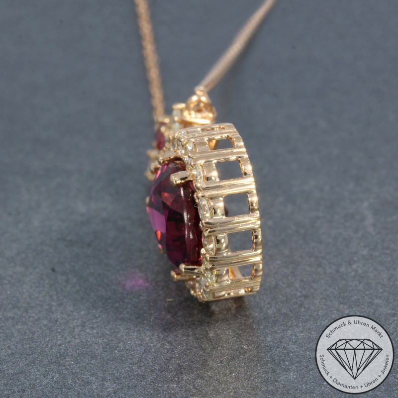 Wert 4850 € Brillant Turmalin Collier in 585er 14 K Roségold - 105763