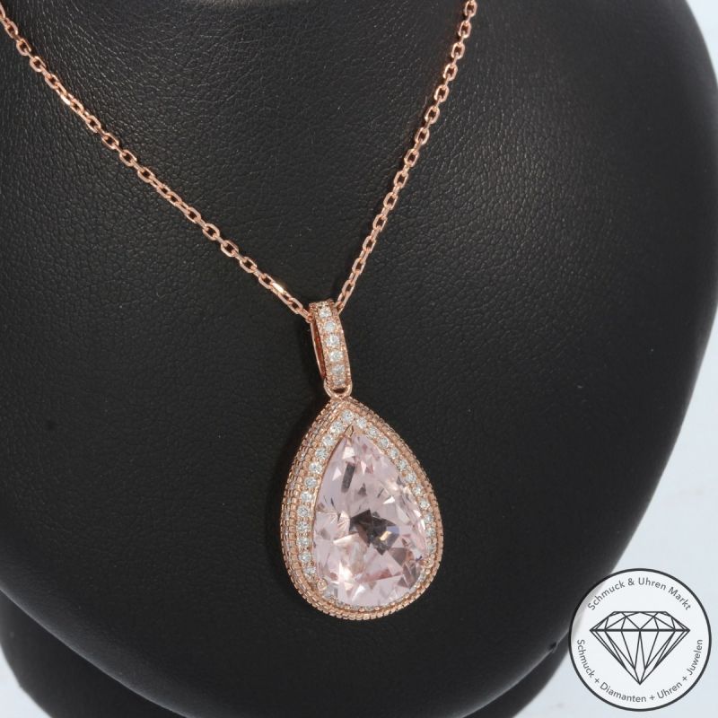 Wert 5790 € Brillant Morganit Anhänger & Kette in 585er 14 K Roségold - 105764