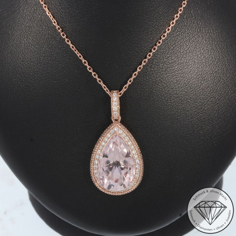 Wert 5790 € Brillant Morganit Anhänger & Kette in 585er 14 K Roségold - 105764