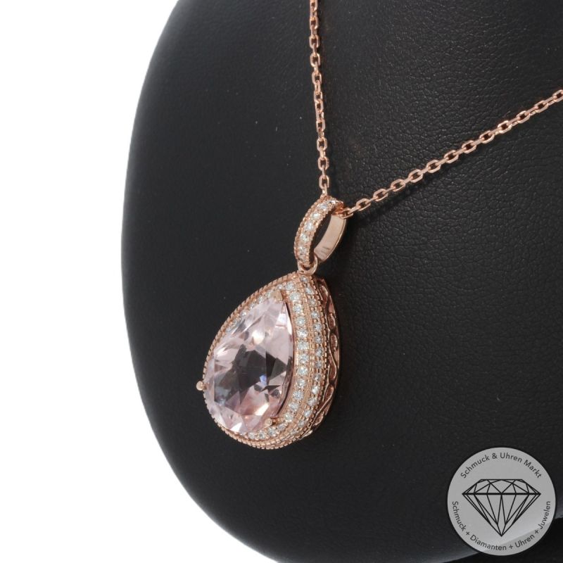 Wert 5790 € Brillant Morganit Anhänger & Kette in 585er 14 K Roségold - 105764