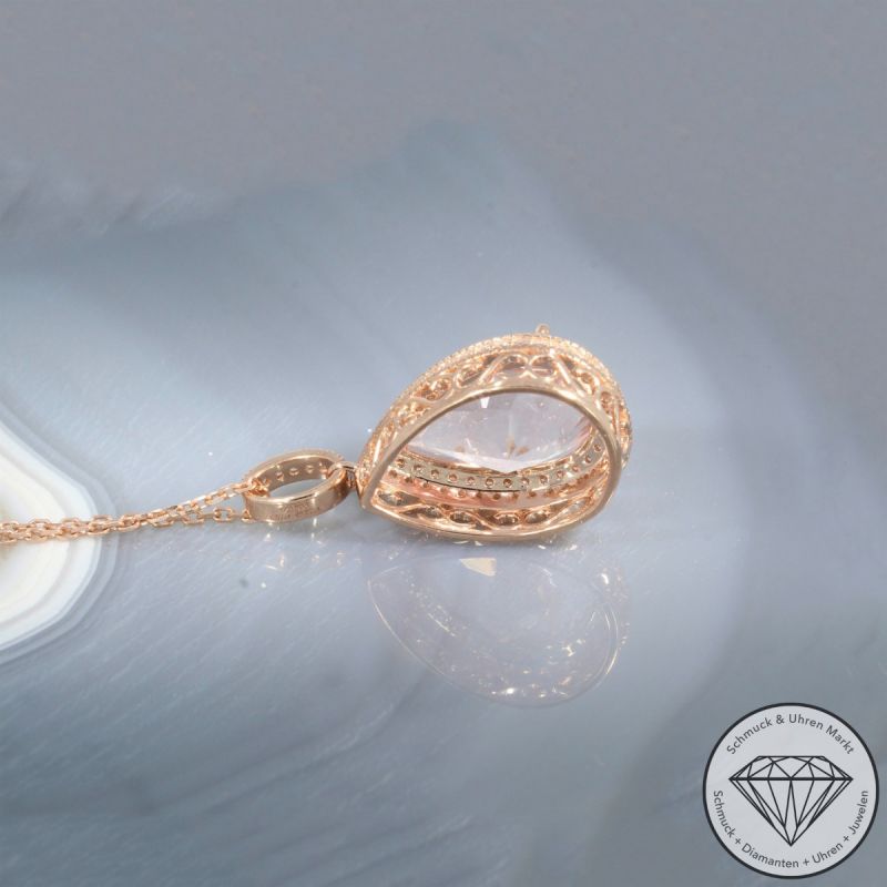 Wert 5790 € Brillant Morganit Anhänger & Kette in 585er 14 K Roségold - 105764
