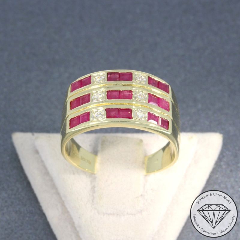 Wert 1950 € Diamant Rubin Ring in 585er 14 K Gelbgold - 105771