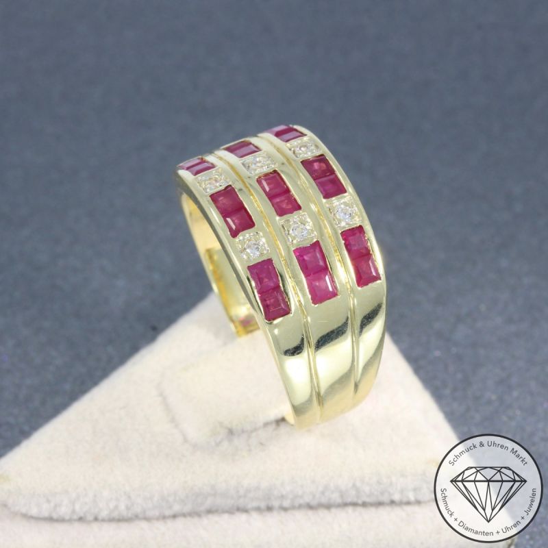 Wert 1950 € Diamant Rubin Ring in 585er 14 K Gelbgold - 105771