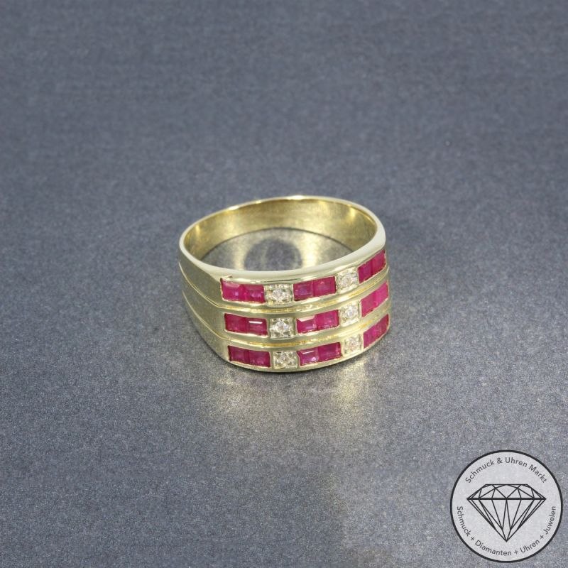 Wert 1950 € Diamant Rubin Ring in 585er 14 K Gelbgold - 105771