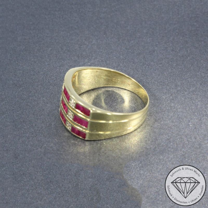 Wert 1950 € Diamant Rubin Ring in 585er 14 K Gelbgold - 105771