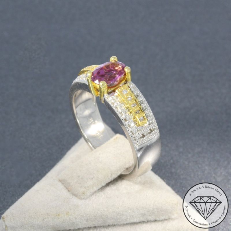 Wert 3190 € Bicolor Brillant Rubelith Ring in 750er 18 K Gold - 105773