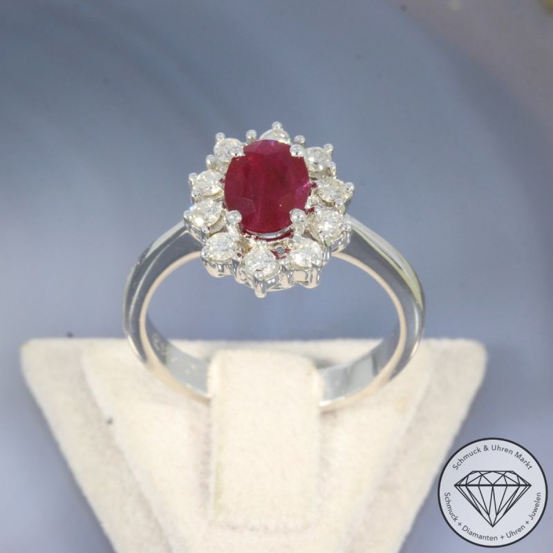 Wert 2790 € Brillant Rubin Ring in 750er 18 K Weißgold - 105774