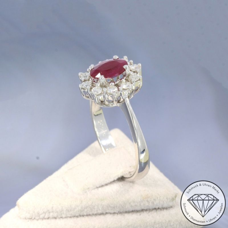 Wert 2790 € Brillant Rubin Ring in 750er 18 K Weißgold - 105774