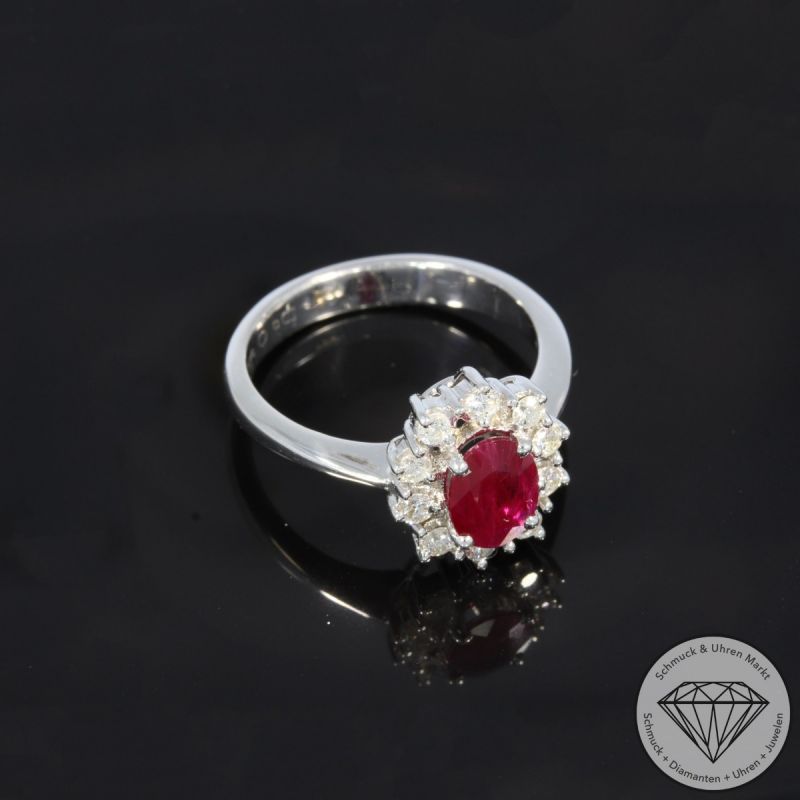 Wert 2790 € Brillant Rubin Ring in 750er 18 K Weißgold - 105774