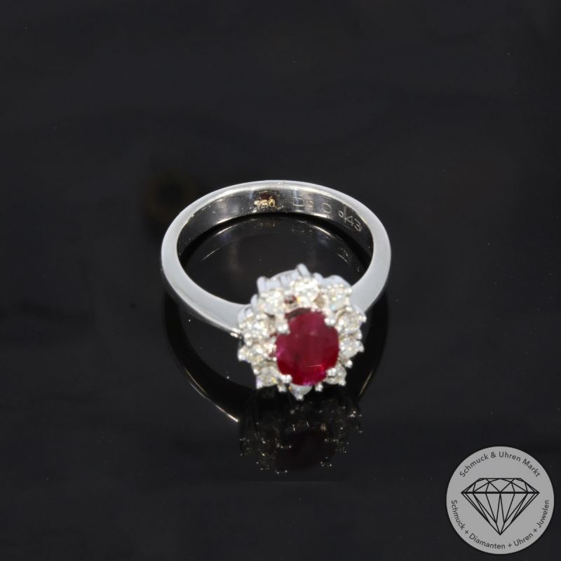 Wert 2790 € Brillant Rubin Ring in 750er 18 K Weißgold - 105774