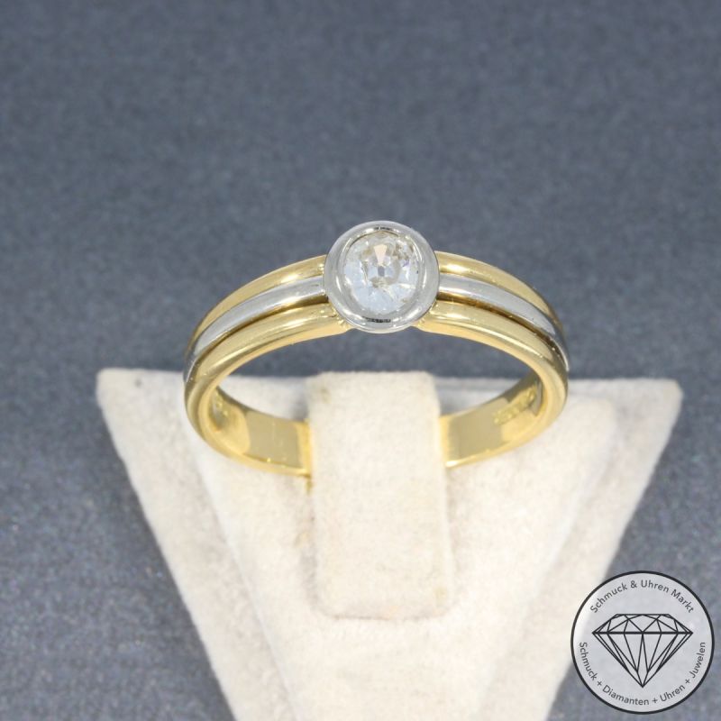 Wert 4990 € Hofacker Bicolor Solitär Diamant Ring in 750er 18 K Gold - 105797