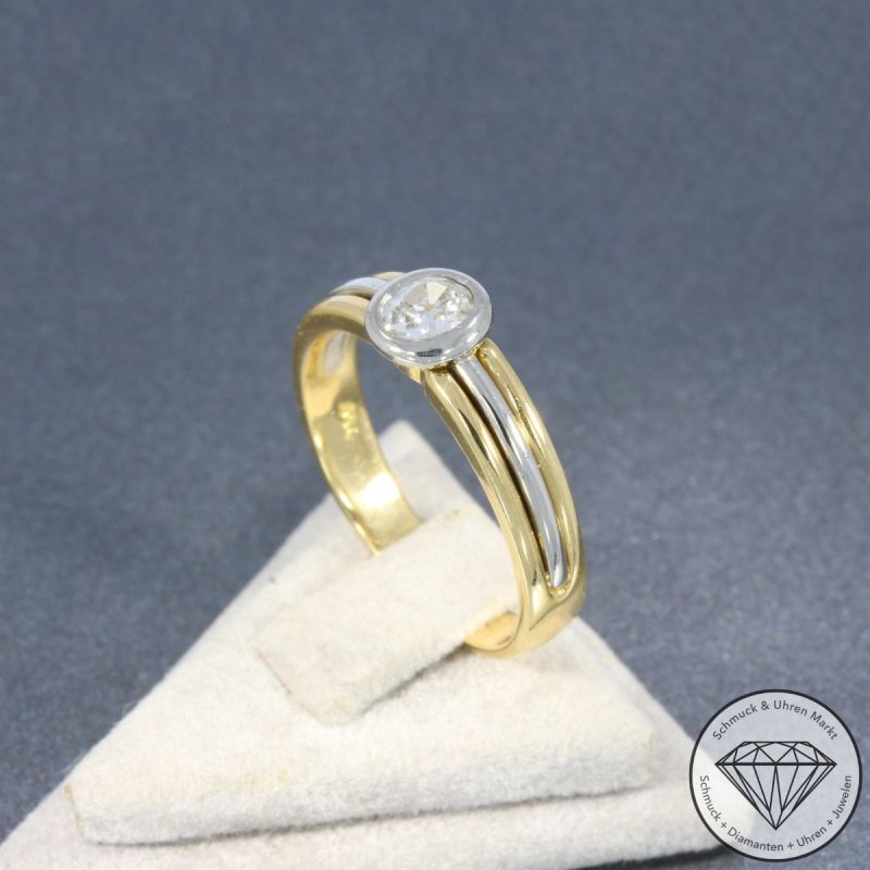 Wert 4990 € Hofacker Bicolor Solitär Diamant Ring in 750er 18 K Gold - 105797